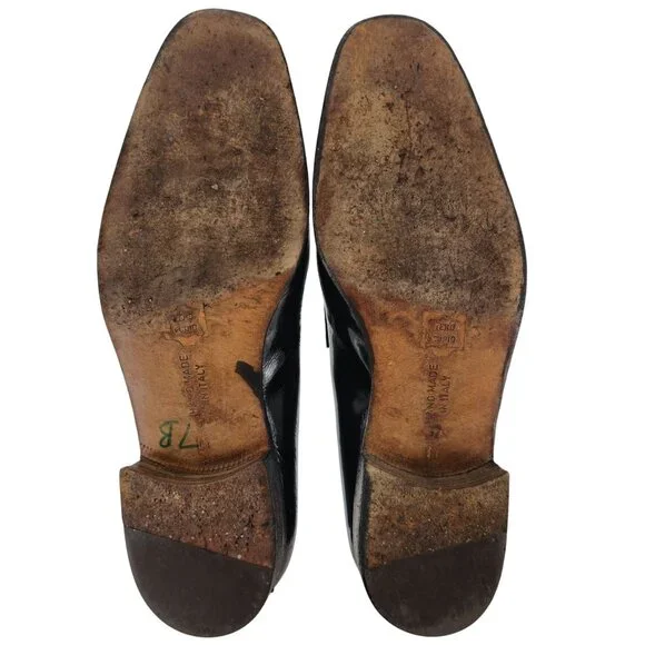 Bruno Magli Formal Opera Dress Shoes Men 7 Black Leather Tuxedo Bow Loafer Italy - Picture 3 of 12